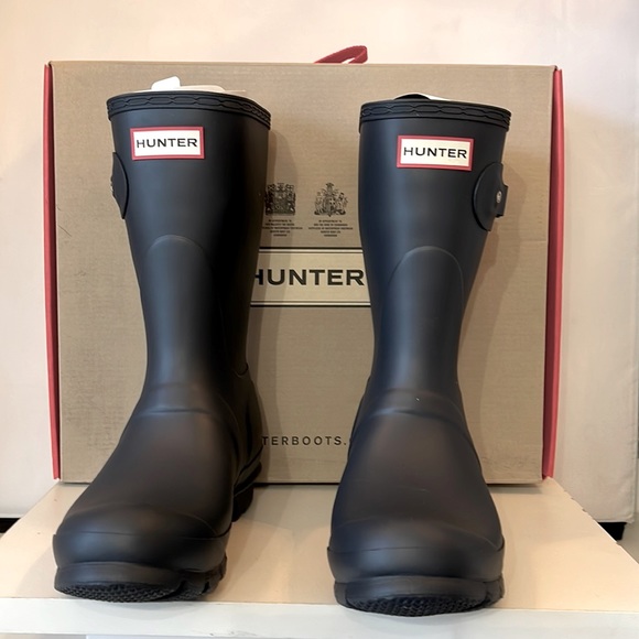 Hunter Shoes - HUNTER WOMENS ORIGINAL SHORT RAIN BOOTS IN NAVY BLUE COLOR.